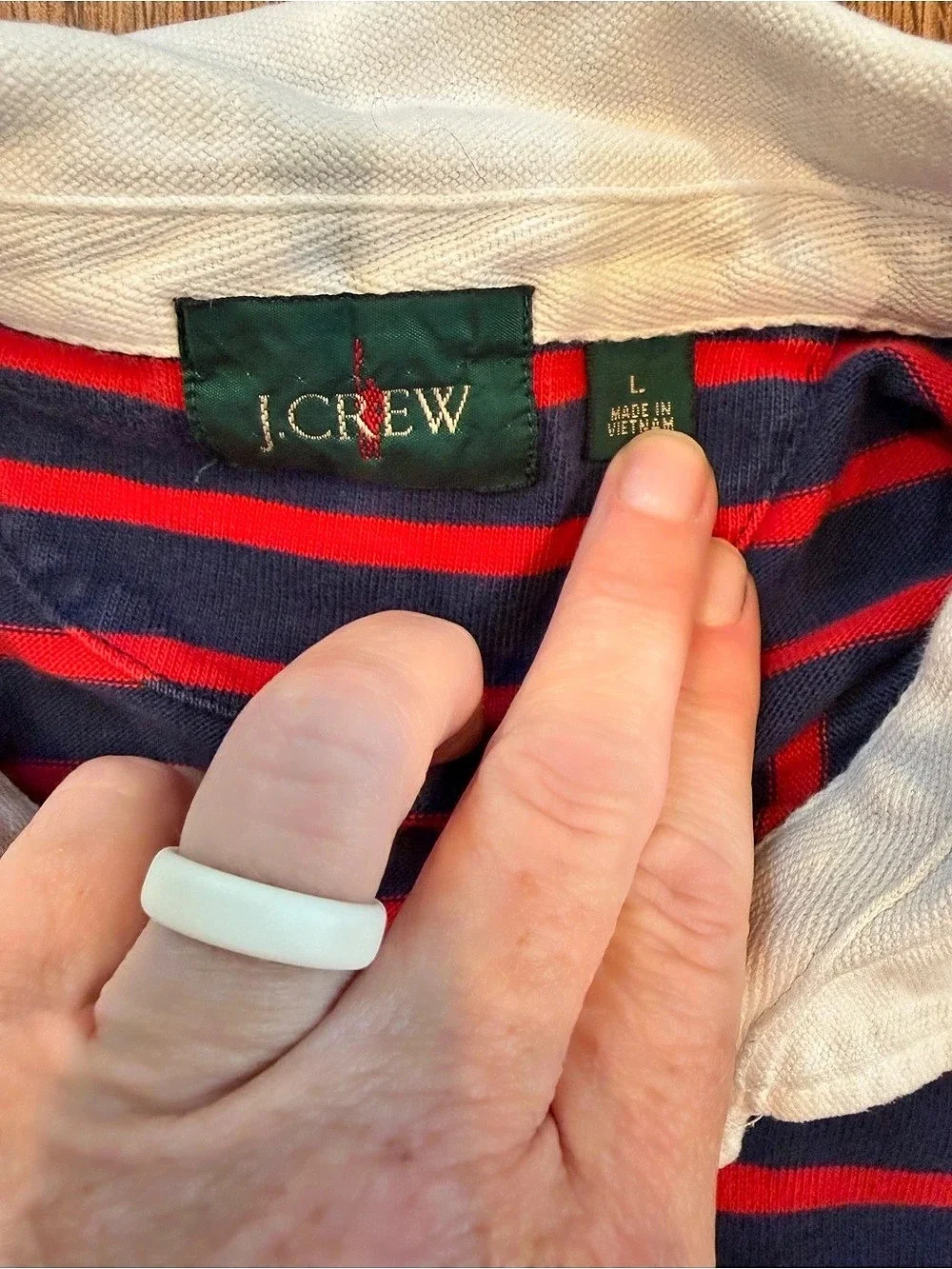 Vintage J.Crew Striped Polo in Blue & Red / men’s large